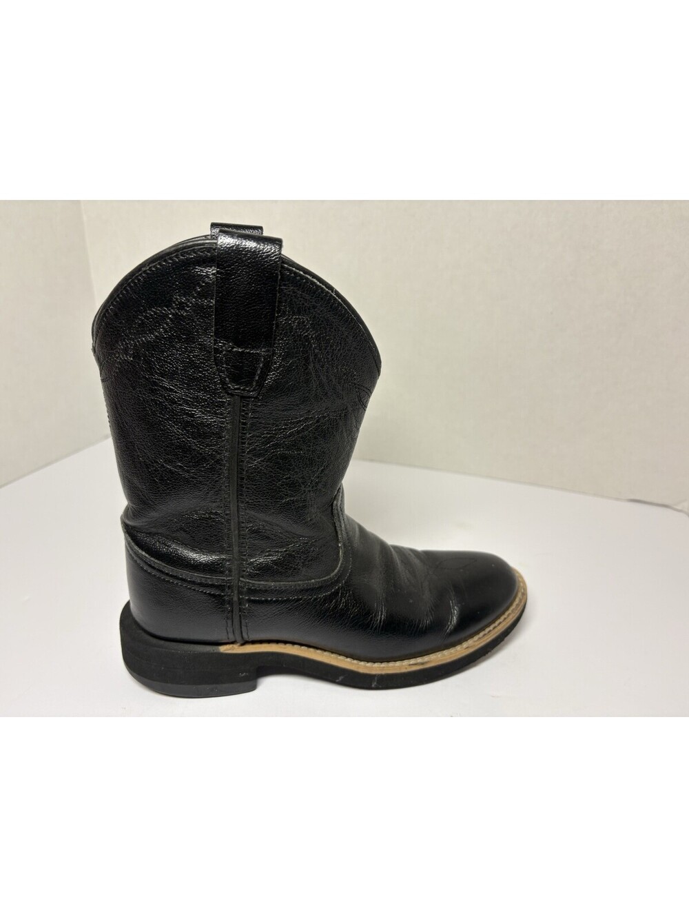 Old West Boots Women 6 Black Leather Western Round Toe B4102 Roper